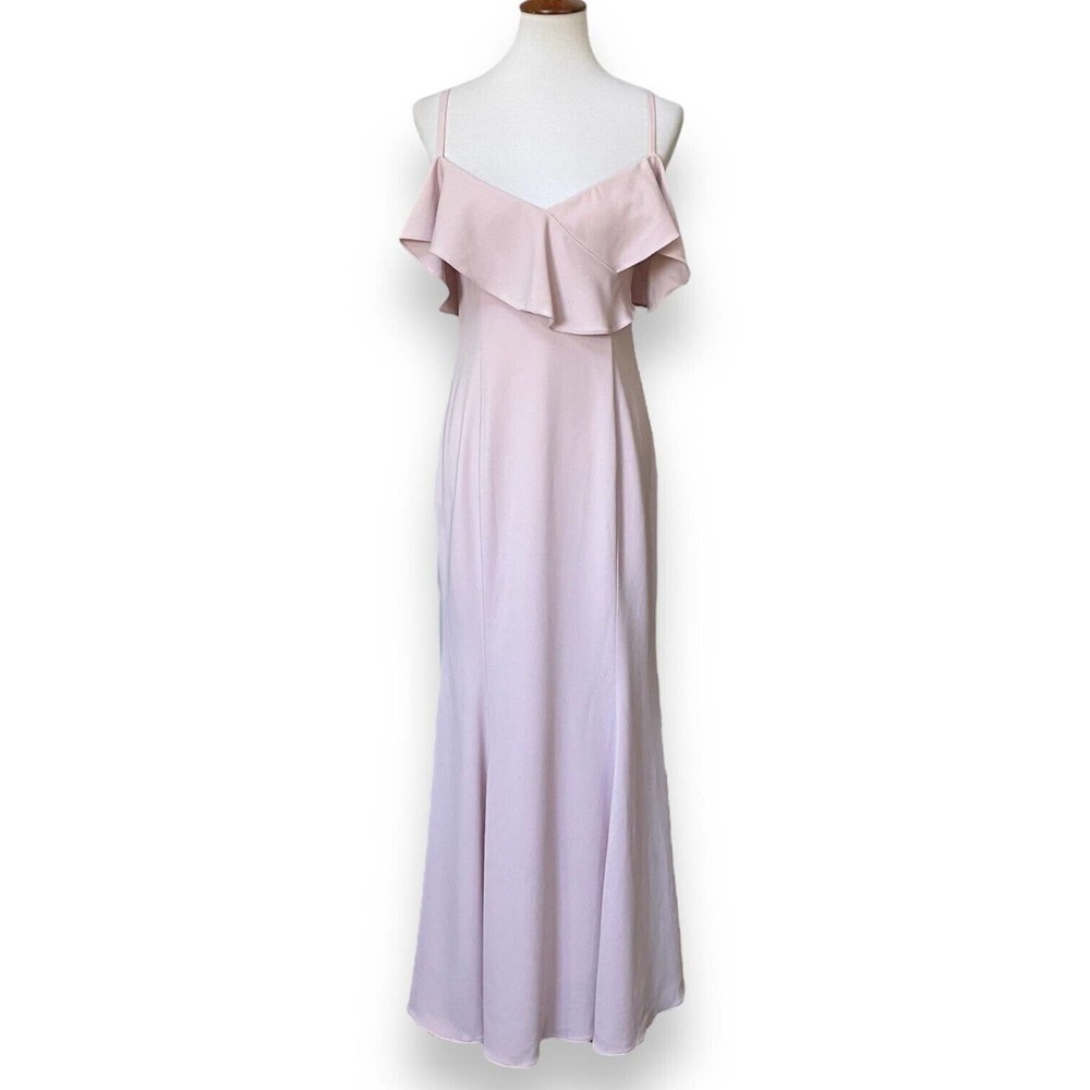 Jay Godfrey Light Pink Spaghetti Straps Ruffled Party Long Maxi Dress Size 10